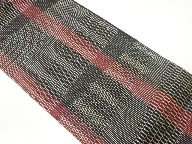 紗 変わり織幾何学模様名古屋帯